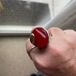 Dark red chunky ring